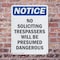 Signmission No Soliciting Trespassers Will OSHA Notice Sign, Plastic, 10in W x 14in L, 2PK OS-2PACK-NS-P-1014-V-14840 - alternate 3